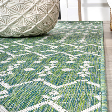 Ourika Moroccan Geometric Textured Weave Indoor/outdoor Square Rug